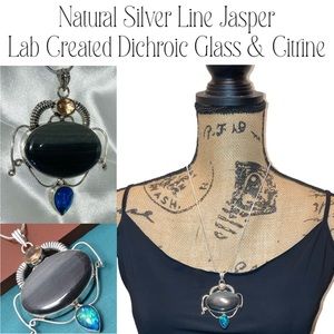 Unique Jasper Fire Opal Handmade Pendant Necklace